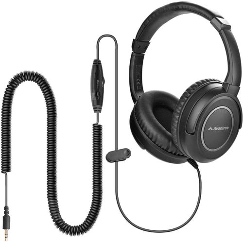Hamiltion-Hf039-Long Câble Spiralé Pour Tv, Câble De 5 M, Casque Supra-Auriculaire, Sortie Audio De 3,5 Mm, Casque Son Stéréo Avec Fil Spiralé, Contrôle Du Volume En Ligne