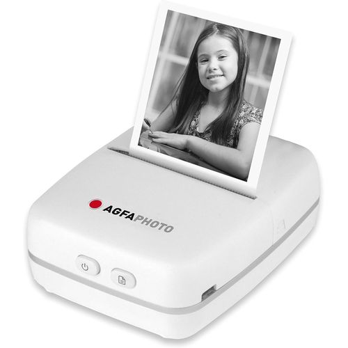 Hamiltion-Agfa Photo Realipix Pocket P ¿ Imprimante Photo Thermique Portable (Impression Noir Et Blanc Sans Encre, Bluetooth, Batterie Lithium) Blanc