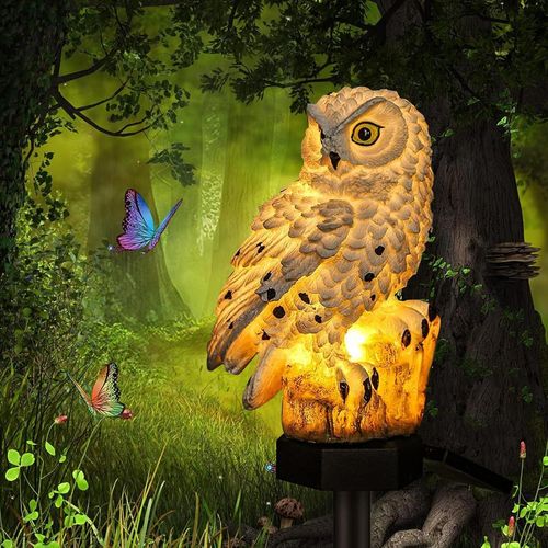 Hamiltion-Wovatech Hibou Solaire Lumières Jardin Extérieur - Lampe De Pelouse Hibou Led Étanche - Lumière Créative De Paysage De Nuit Pour Patio, Cour, Décoration De Fête