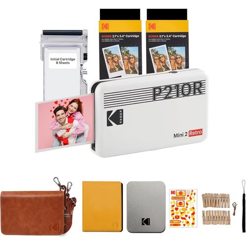 Hamiltion-Mini 2 Retro Cadeau Noel 4Pass Imprimante Photo 4Pass (5,3 X 8,6 Cm) + 8 Feuilles, Noir