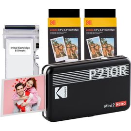 Hamiltion-Mini 2 Retro Cadeau Noel 4Pass Imprimante Photo 4Pass (5,3 X 8,6 Cm) + Paquet De 68 Feuilles, Noir