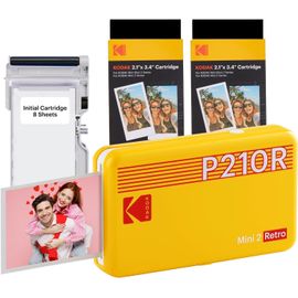 Hamiltion-Mini 2 Retro Cadeau Noel 4Pass Imprimante Photo 4Pass (5,3 X 8,6 Cm) + Paquet De 68 Feuilles, Jaune