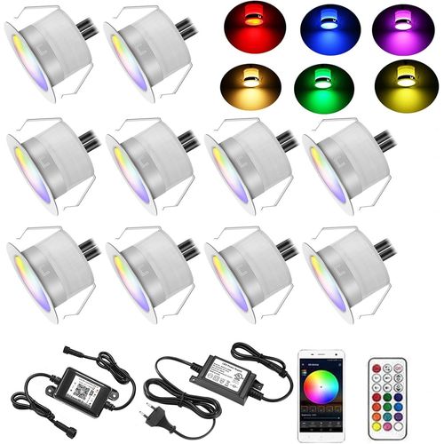 Hamiltion-10 Wifi Rgb Spot Encastrable Exterieur Dimmable 0.6w Fonctionne Avec Alexa, Google Home, Dc12v Ø31mm Ip67 Kit Complet De Éclairage Pour Chemins