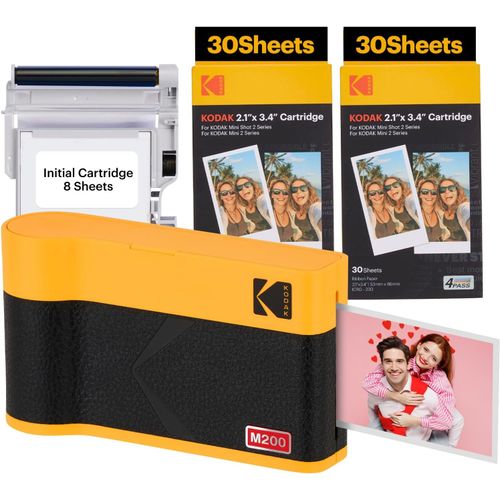 Hamiltion-Mini 2 Era Cadeau Noel 4Pass Imprimante Photo Portable (5,3X8,6Cm) (Noir, Lot Accessoire Avec 68 Feuilles (8 Feuilles Initiales + Paquet De 60 Feuilles))