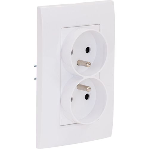 Double prise Verticale + plaque de finition Kalya - Blanc - Zenitech