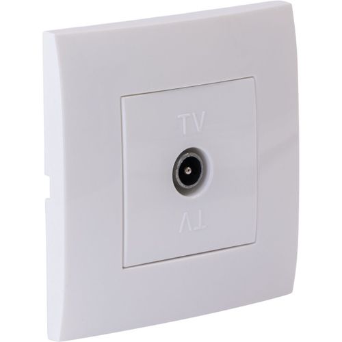 Prise TV mâle encastrée + plaque de finition Kalya - Blanc - Zenitech