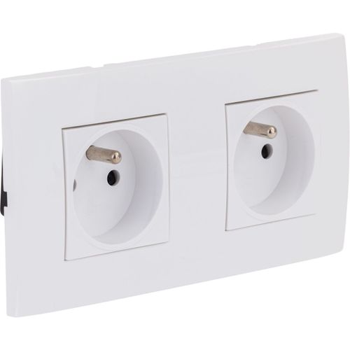 Double prise horizontale + plaque de finition Kalya - Blanc - Zenitech