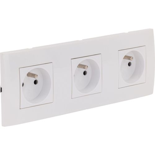 Triple prise encastrée + plaque de finition Kalya - Blanc - Zenitech