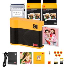 Hamiltion-Mini 3 Era 4Pass Imprimante Photo Portable (7,6X7,6Cm) (Jaune, Lot Accessoire Avec 68 Feuilles (8 Feuilles Initiales + Paquet De 60 Feuilles))