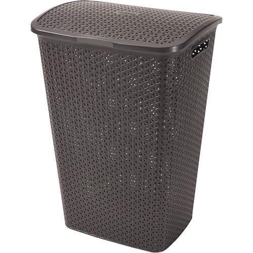 Hamiltion-Coffre À Linge My Style 55l-Bac À Linge Sale Avec Couvercle-Bonne Aération-Poignées Ergonomiques-Pour Salle De Bain Ou Buanderie-42,8 X 33 X 60,4 Cm-Chocolat