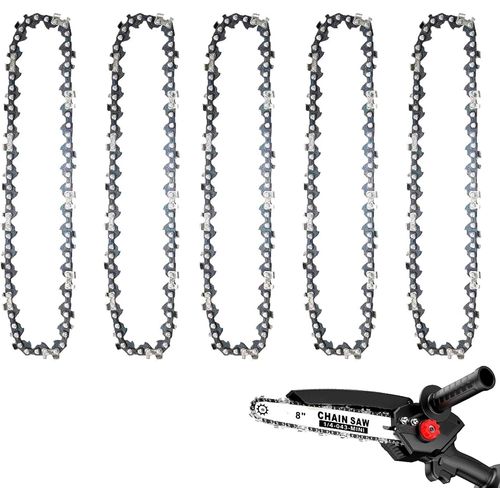 Hamiltion-Lot De 5 Mini Chaînes De Tronçonneuse De 20,3 Cm Avec 48 Maillons D'Entraînement, Pas De 6,3 Mm, Jauge De 1,1 Mm Pour Mini Tronçonneuses De 20,3 Cm, Chaîne De Rechange Pour Tronçonneuse