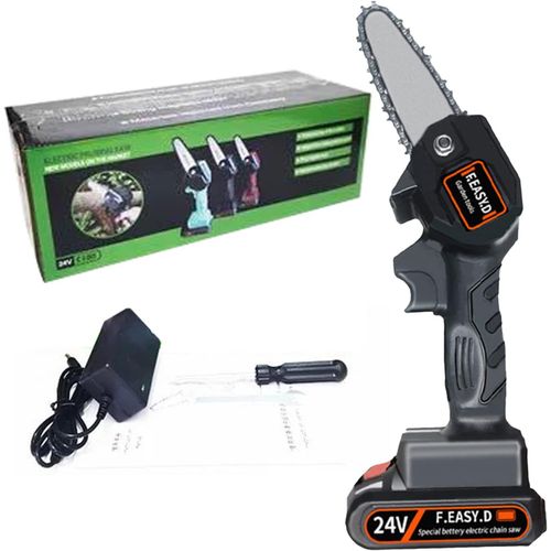 Hamiltion-Mini Tronçonneuse Électrique Sans Fil Avec Batterie 24 V Avec Chargeur Et Piles, Mini Tronçonneuse Électrique De 10,1 Cm Pour Sécateur, Sécateur, Coupe Du Bois