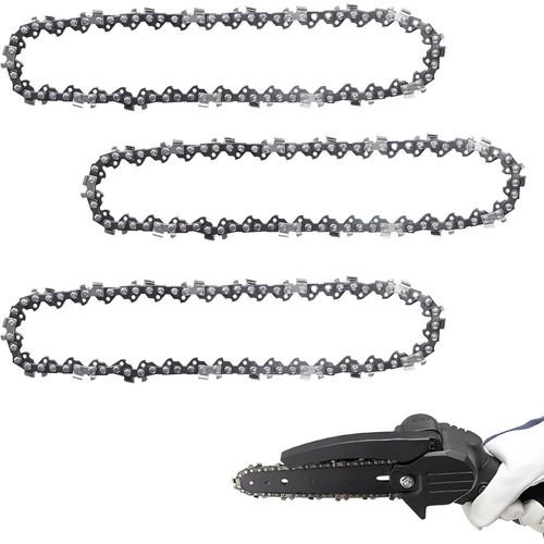 Hamiltion-3Pcs 4 Pouces Chaîne De Mini Tronçonneuse, Acier Remplacement De Chaîne De Tronçonneuse Chaîne De Lame De Tronçonneuse Pour Mini Tronçonneuses Coupe D'Arbres (28 Maillons D'Entraînement)