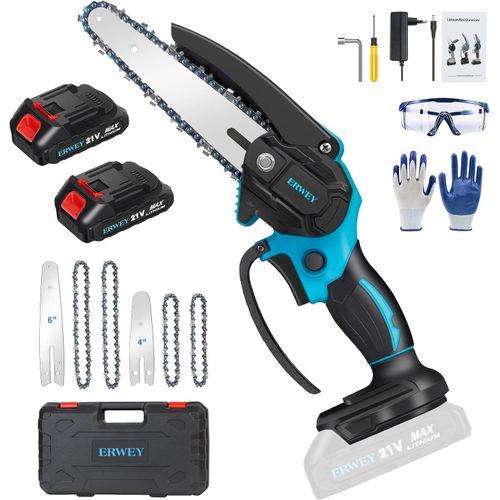 Hamiltion-Mini Tronçonneuse Avec Batterie 2000Mah.4-Inch Et 6 Pouces 2-In-1 Tronçonneuse Électrique Avec Moteur Brushless Pour L'Arboriculture Et L'Exploitation Forestière