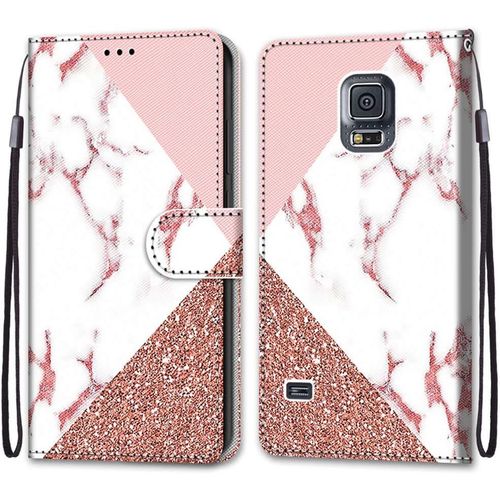 Pochette Coque Pour Samsung Galaxy S5 Cuir Flip Pu Avec Tpu Silicone Antichoc Housse Support Portable Wallet Coque Elegant Protection Etui Pour Samsung Galaxy S5,Motif A Trois Pierres