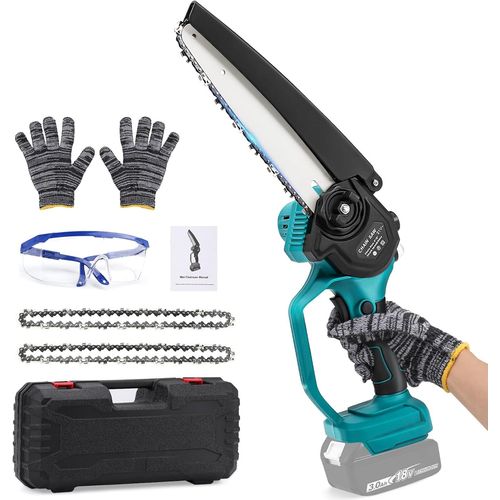 Hamiltion-Mini Tronçonneuse Sans Fil Compatible Avec Makita 18V, 8 Pouces Tronçonneuse Electrique Tronçonneuses Moteur Brushless Sans, Petite Tronçonneuse Avec Verrouillage De Sécurité (Senza Batteri