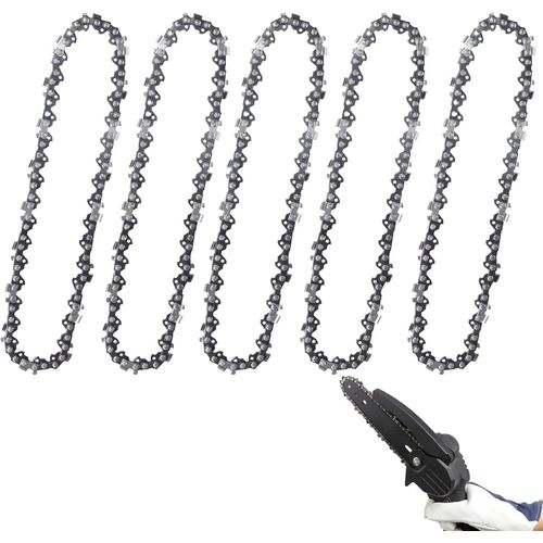 Hamiltion-5 Pièces 15,24 Cm Chaîne De Mini Tronçonneuse, Petite Chaîne Tronçonneuse Remplacement Pour Mini Tronçonneuses Main Fil, Lame Tronçonneuse Acier Pour Taille Arbres (37 Maillons Entraînement