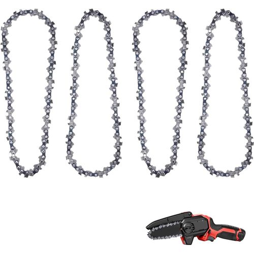 Hamiltion-Lot De 4 Mini Chaînes De Tronçonneuse De Rechange En Acier De 15,2 Cm, 37 Maillons D'Entraînement, Accessoires De Réparation Pour Tronçonneuses À Main Sans Fil, Coupe Du Bois Et Élagage D'A