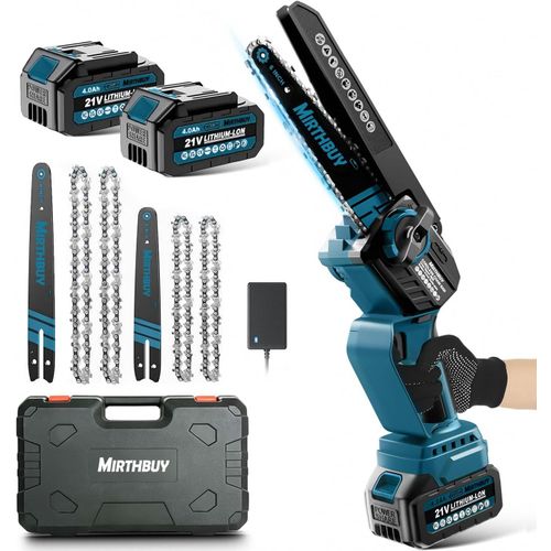 Hamiltion-Mini Tronçonneuse Électrique Sans Balais De 6 Et 8"" Avec Lubrification Améliorée De La Chaîne, Avec Batterie De 8000 Mah, Pour Sécateur, Coupe Du Bois