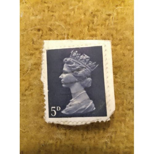 Timbre Oblitéré 5d Reine Elizabeth 2 Bleu.