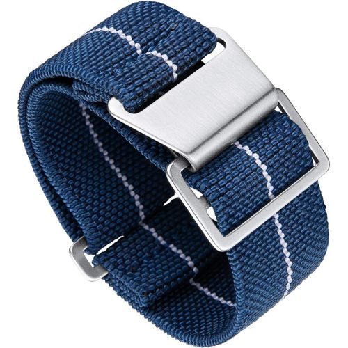 Bracelet De Montre Élastique Nylon Style Marine Nationale Parachute Bracelet Montre En Tissu Remplacement Avec Crochet Boucle Noir/Argenté Homme Femme, 20mm