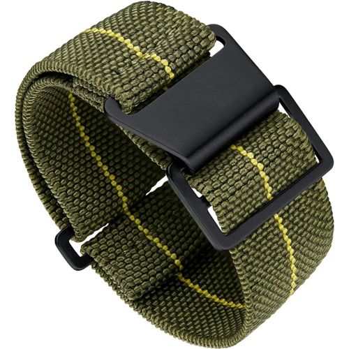 Bracelet De Montre Élastique Nylon Style Marine Nationale Parachute Bracelet Montre En Tissu Remplacement Avec Crochet Boucle Noir/Argenté Homme Femme, 18mm