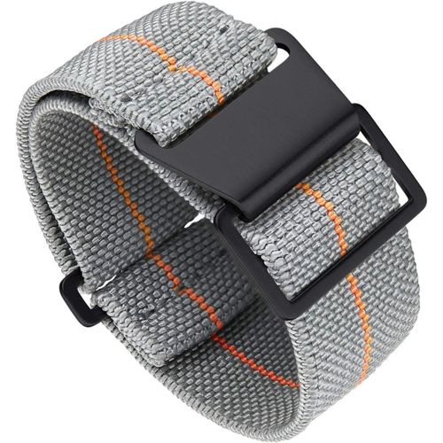 Bracelet De Montre Élastique Nylon Style Marine Nationale Parachute Bracelet Montre En Tissu Remplacement Avec Crochet Boucle Noir/Argenté Homme Femme, 22mm