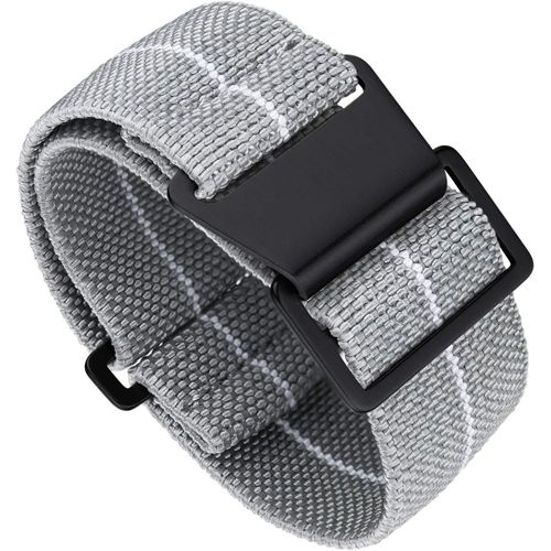 Bracelet De Montre Élastique Nylon Style Marine Nationale Parachute Bracelet Montre En Tissu Remplacement Avec Crochet Boucle Noir/Argenté Homme Femme, 20mm