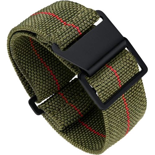 Bracelet De Montre Élastique Nylon Style Marine Nationale Parachute Bracelet Montre En Tissu Remplacement Avec Crochet Boucle Noir/Argenté Homme Femme, 22mm