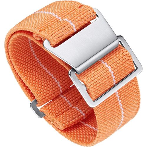 Bracelet De Montre Élastique Nylon Style Marine Nationale Parachute Bracelet Montre En Tissu Remplacement Avec Crochet Boucle Noir/Argenté Homme Femme, 18mm