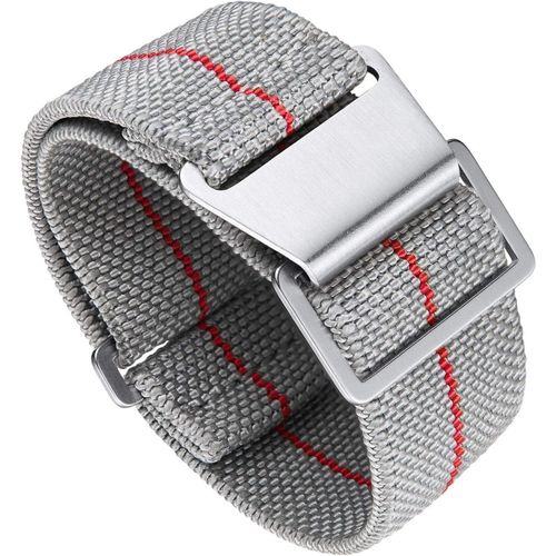Bracelet De Montre Élastique Nylon Style Marine Nationale Parachute Bracelet Montre En Tissu Remplacement Avec Crochet Boucle Noir/Argenté Homme Femme, 20mm