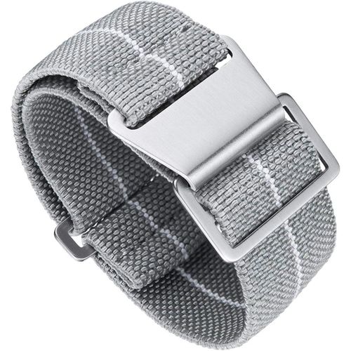 Bracelet De Montre Élastique Nylon Style Marine Nationale Parachute Bracelet Montre En Tissu Remplacement Avec Crochet Boucle Noir/Argenté Homme Femme, 20mm