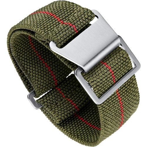 Bracelet De Montre Élastique Nylon Style Marine Nationale Parachute Bracelet Montre En Tissu Remplacement Avec Crochet Boucle Noir/Argenté Homme Femme, 20mm