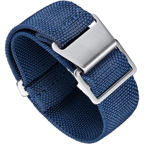 Bracelet De Montre Élastique Nylon Style Marine Nationale Parachute Bracelet Montre En Tissu Remplacement Avec Crochet Boucle Noir/Argenté Homme Femme, 22mm