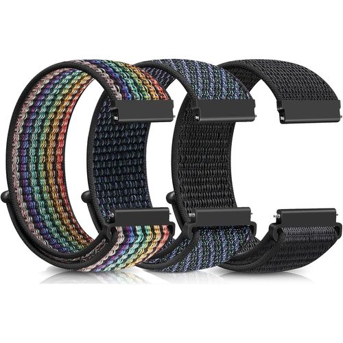 Bracelet De Montre En Nylon 22mm, Bracelet De Sport Réglable À Libération Rapide Pour Homme Femme, Tissu Souple Respirant Montre Bracelet - Noir+Bleugris+Multicolore