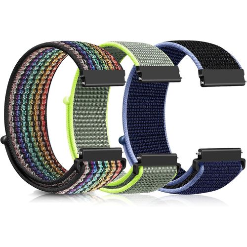 Bracelet De Montre En Nylon 16mm, Bracelet De Sport Réglable À Libération Rapide Pour Homme Femme, Tissu Souple Respirant Montre Bracelet - Bleu+Jaune+Multicolore