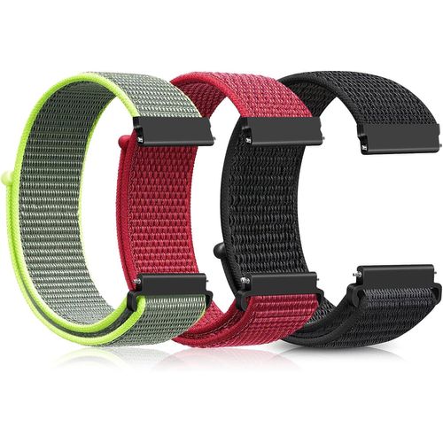Bracelet De Montre En Nylon 16mm, Bracelet De Sport Réglable À Libération Rapide Pour Homme Femme, Tissu Souple Respirant Montre Bracelet - Noir+Rouge+Jaune