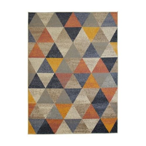 RAMINE - Tapis effet laineux motif triangle multicolore 195 x 270 cm