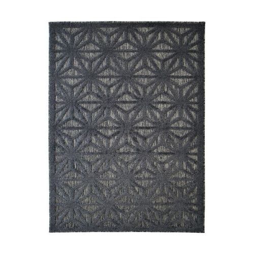 NEW AGE ART - Tapis pour dehors et dedans motif étoiles art déco en relief bleu foncé 160 x 220 cm