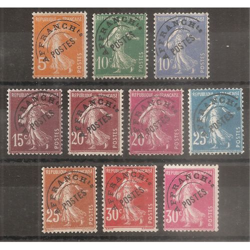 Préos 50 À 59 (1922) Préoblitérés Types Semeuse Fond Plein Usagés (Cote 32,3e) (9877)
