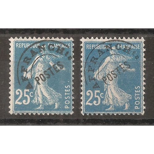 Préos 56 Et 56a (1922) Préoblitéré Type Semeuse Fond Plein 25c Bleu Usagés (Cote 6,15e) (9874)