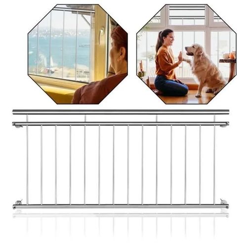 YUENFONG Balustrade de balcon Rampe de balcon en acier inoxydable fenêtres rambarde 184 x 90 cm