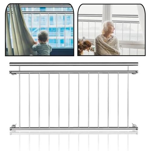 YUENFONG Balustrade de balcon Rampe de balcon en acier inoxydable fenêtres rambarde 156 x 90 cm