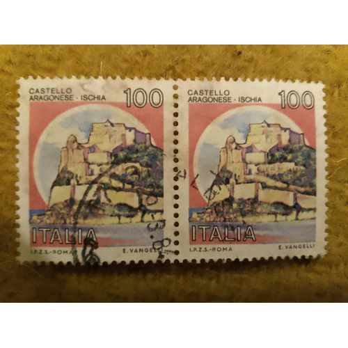 Timbres Oblitérés Italia 100x2 Castello Aragonese Ischia Coloré.