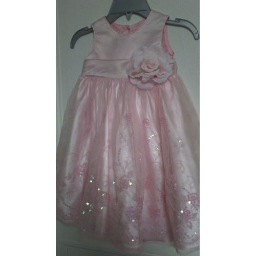 Splendide Robe Rose Cocktail/Soiree &#43 Sequins Fille Taille 24 Mois / 2 Ans