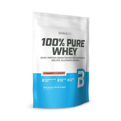 100% Pure Whey (454g)|Fraise|Whey Protéine|Biotech Usa