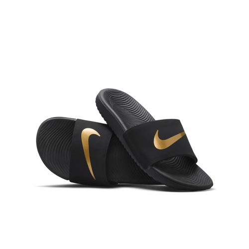 Claquette Nike Kawa Pour Enfant/ado Noir/metallic Gold 819352003