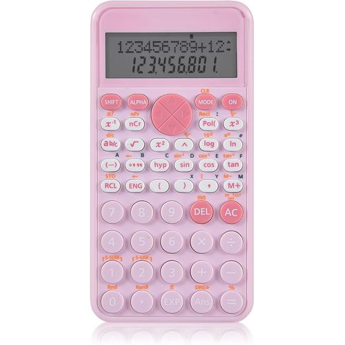 Calculatrice Scientifique Début de L'école Collège Mince et Portatif Affichage à Deux Lignes Calcul Multifonctionnel, pour Mathématiques Supérieures Outils d'étude étudiants, Bureau - Rose