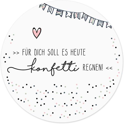 Tapis de souris avec motif confettis et inscription en allemand I Ø 22 cm rond I Tapis de souris de taille standard I pour filles adolescentes femmes