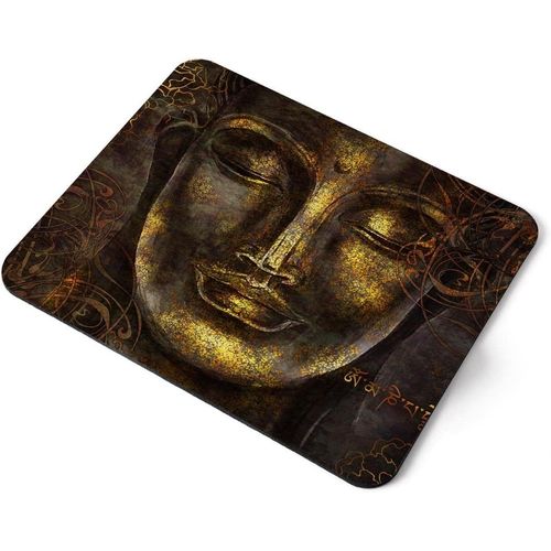 Tapis de souris d'ordinateur - Tête de Bouddha dorée bouddhiste pour la maison, le bureau, PC Accessoire de bureau en tissu souple Grand ordinateur portable de 5 mm Impression artistique